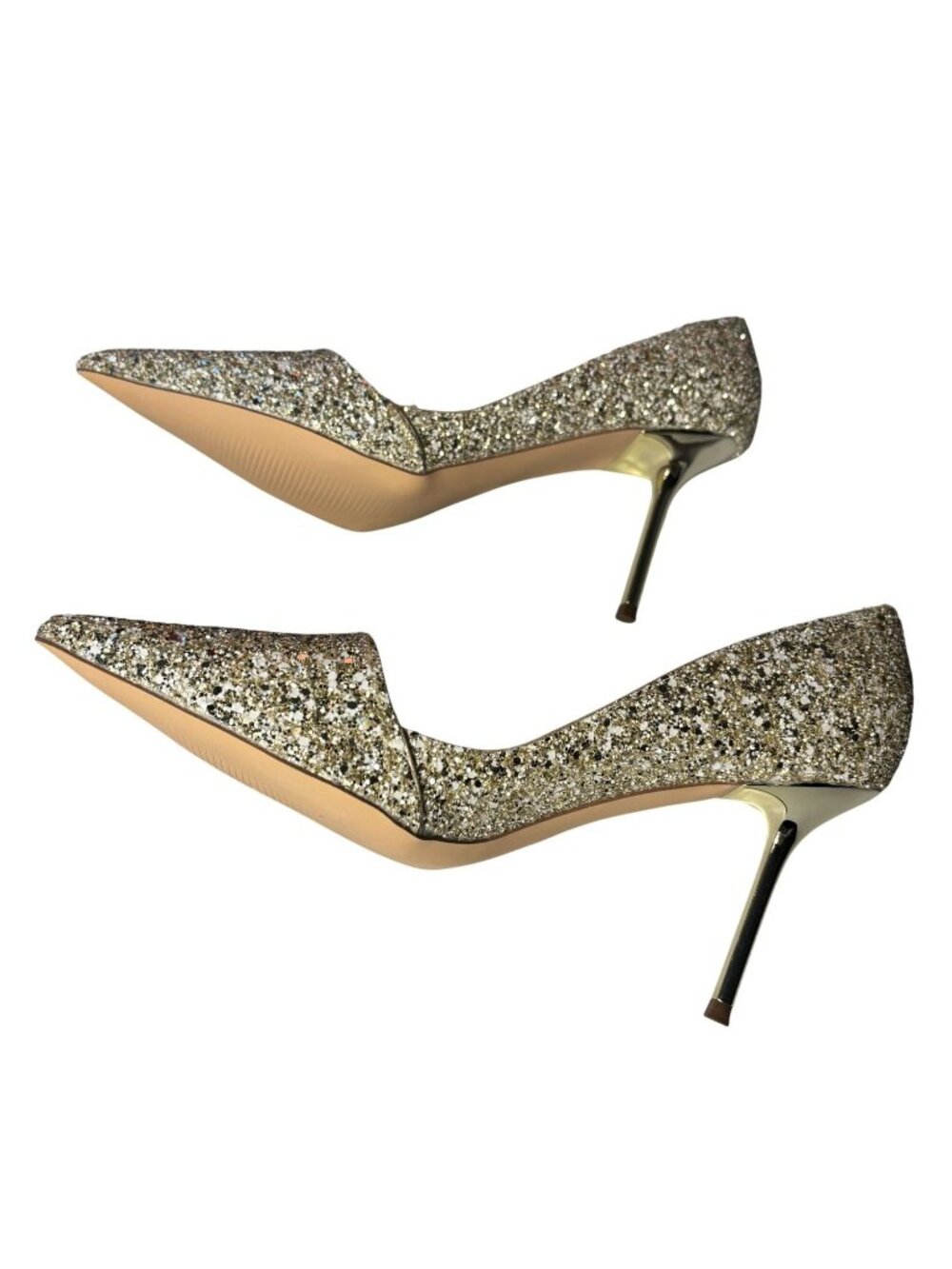 Glitter Gold Pointed-Toe Pumps With Metallic Heels Size 8.5 Masonlyn - Picture 9 of 15